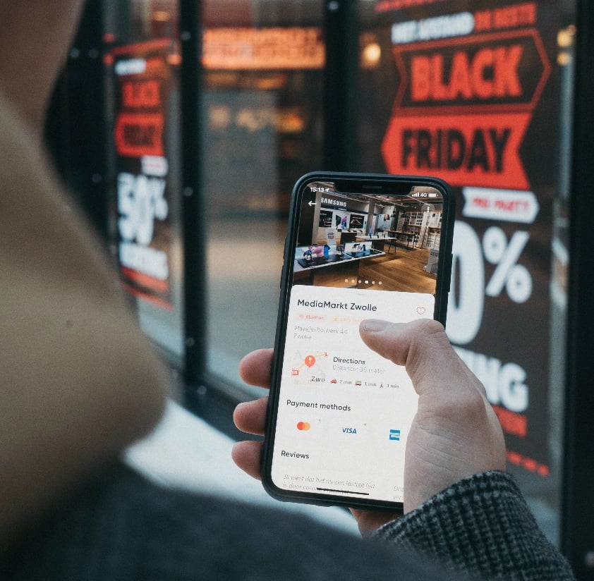 E-commerce website on a mobile phone