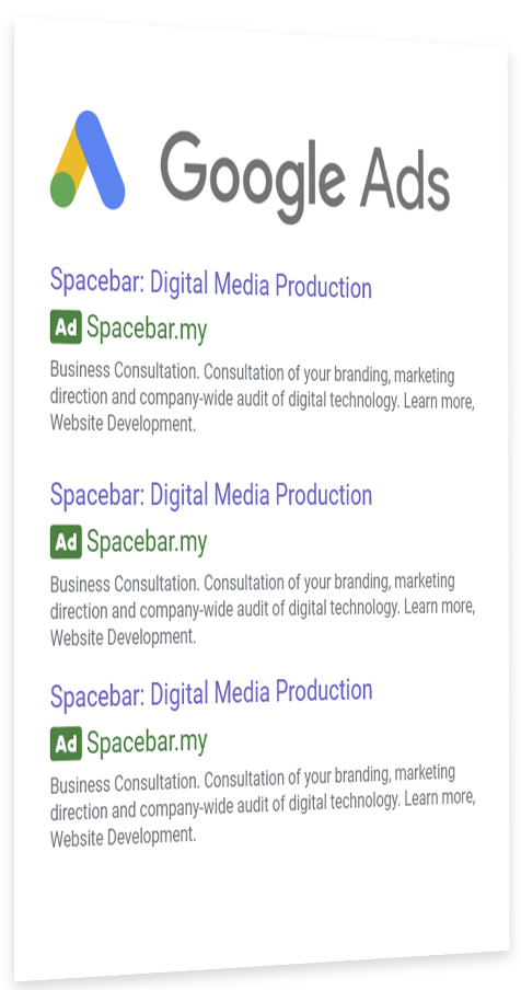 Google SEM ads search results mockup