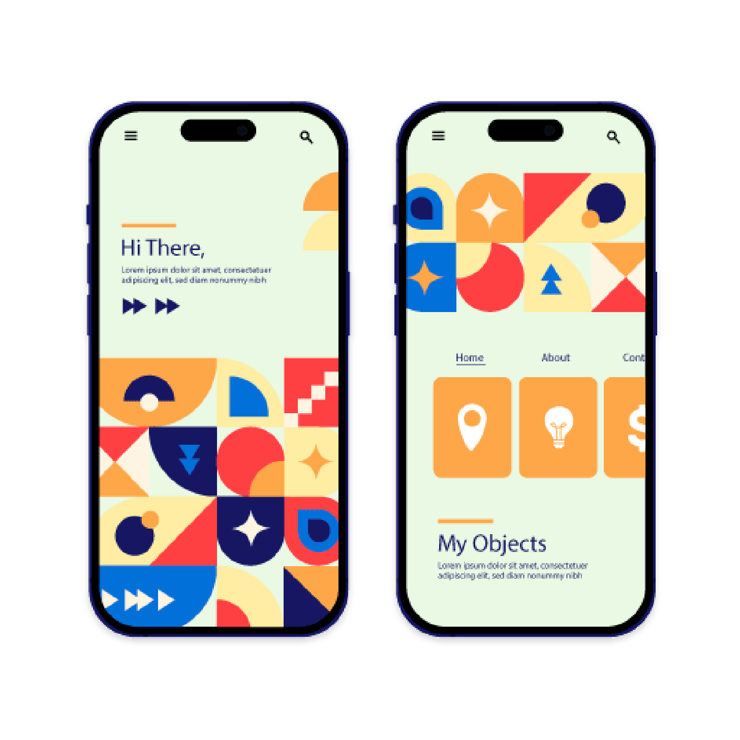 UI and UX design for mobile app screens